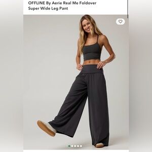 Offline Aeries Wide Leg Foldover Pants - dark gray